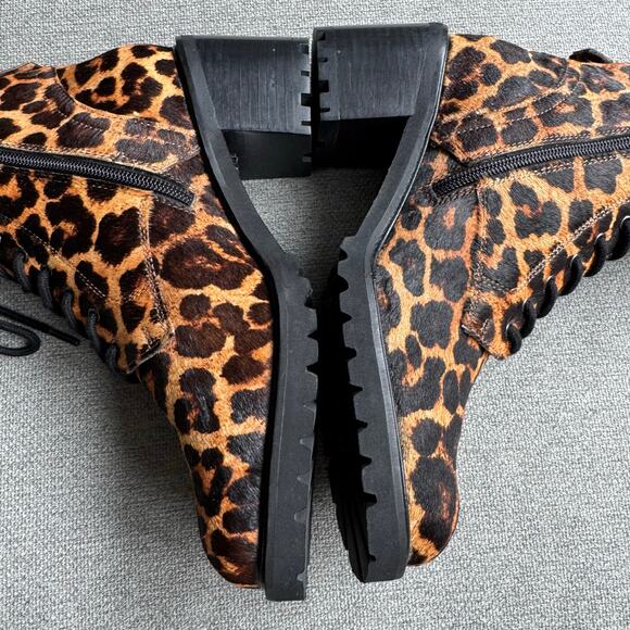 Seychelles Irresistible Leopard Pony Hair Leather Mid-Calf Lace-Up Boots Sz 8.5 - Picture 8 of 12